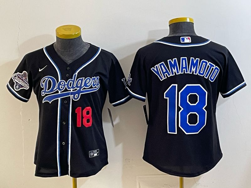 Youth 2026 Los Angeles Dodgers #18 Yamamoto Black Game Nike MLB Jersey style 009